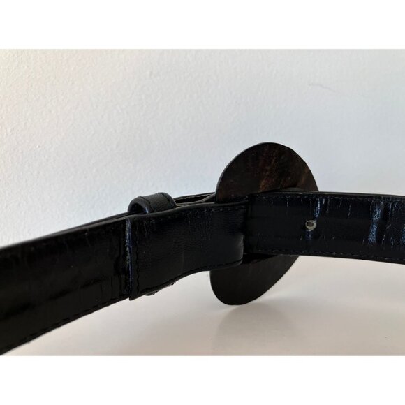 YSL Rive Gauche Vintage Wooden Buckle Belt 27.5" Waist x 1" - Picture 5 of 7